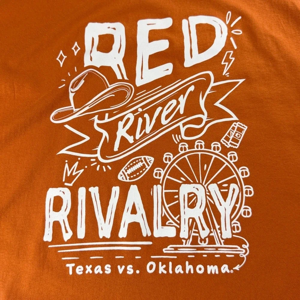 Champion Red River Rivalry Texas vs Oklahoma Tee XXL Orange College Football NWT - Picture 8 of 8